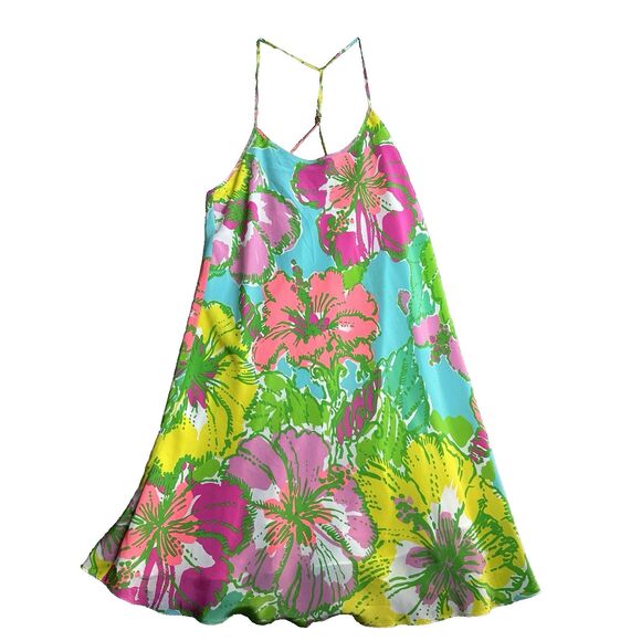 Lilly Pulitzer Womens XS Silk Tropical Floral Slip Dress Y2K Resort Vacation - Picture 3 of 14